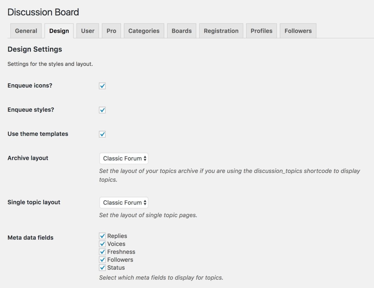 Status – WP Discussion Board