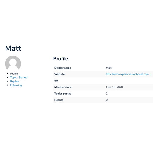 WordPress Discussion Board User Profiles